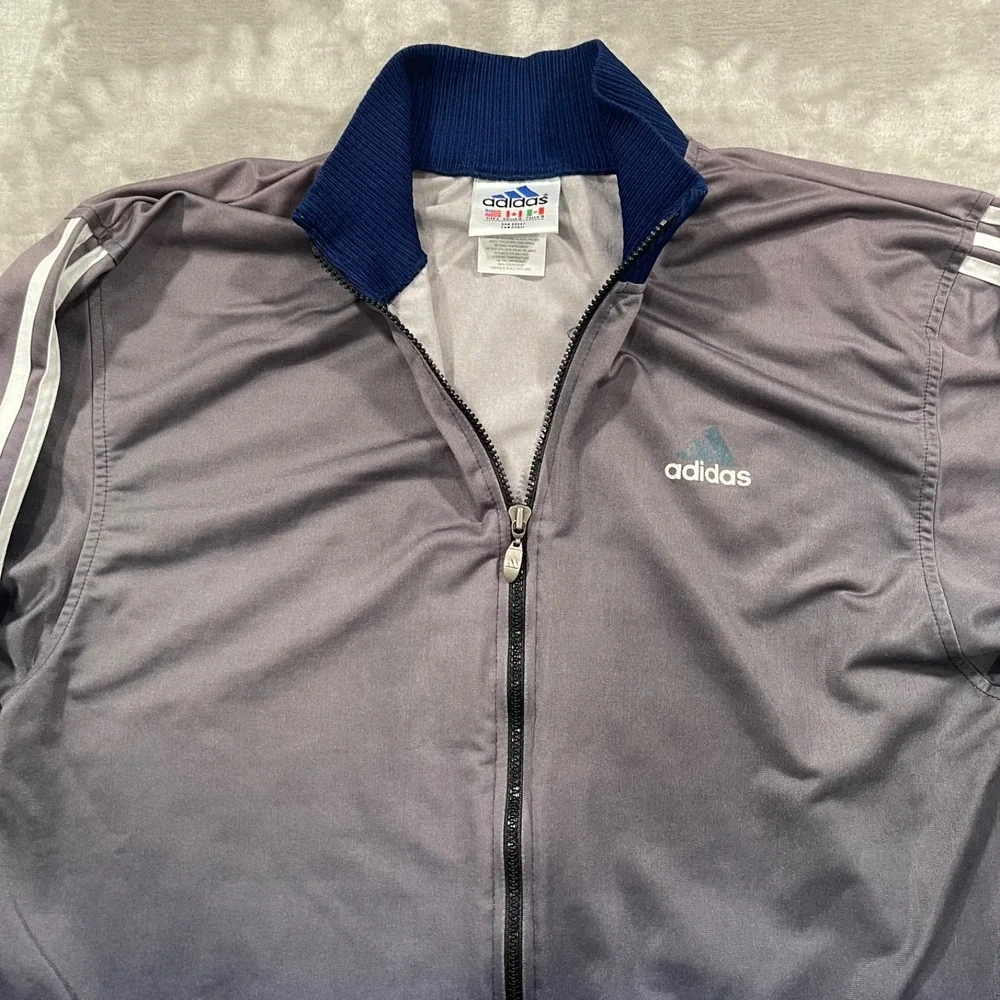 Vintage Adidas Jacket Mens Large Gray Track Adi Color Trefoil DMC Superstar 90s